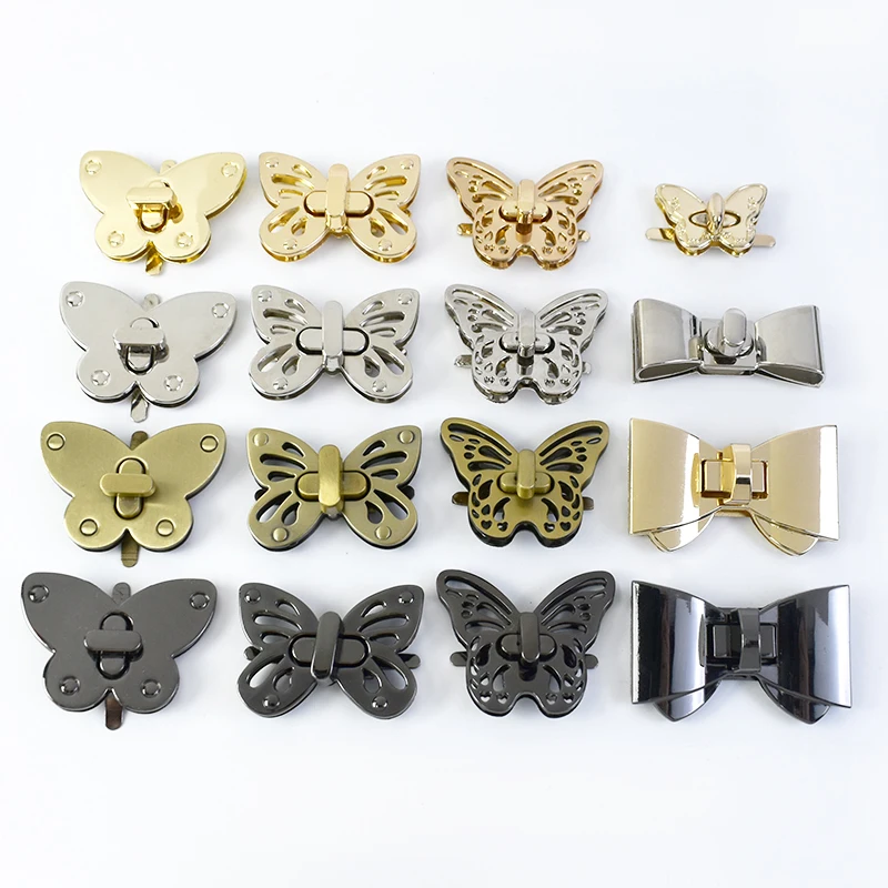 2/4Pcs Metal Lock Buckle Women Bag Twist Turn Closure Clasp Handbag Butterfly Decorative Snap Buckles Leather Craft Accessories