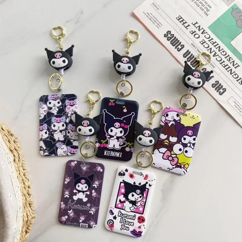 Sanrio Kuromi Photocard Holder Idol Photo Holder Student Creative Slide Bus Id Card Protective Sleeve Retractable Gift For Girls