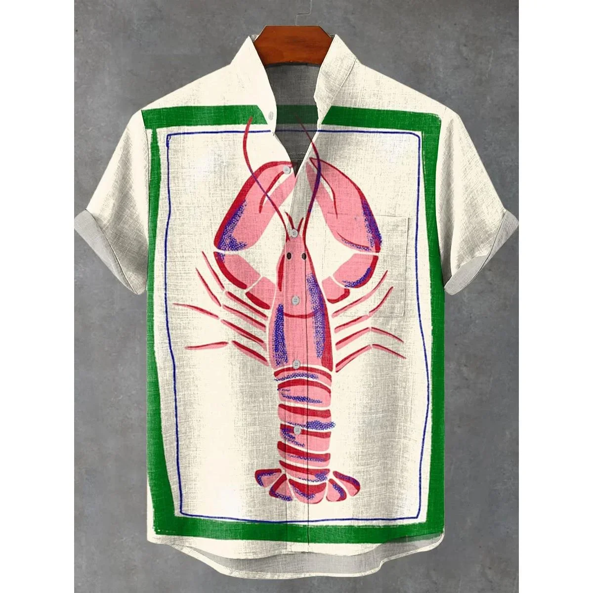 

2025 Summer New Lobster Red Art Retro Printing 3D Casual Fashion Fashion Rua Men's and Women's Short Shirts