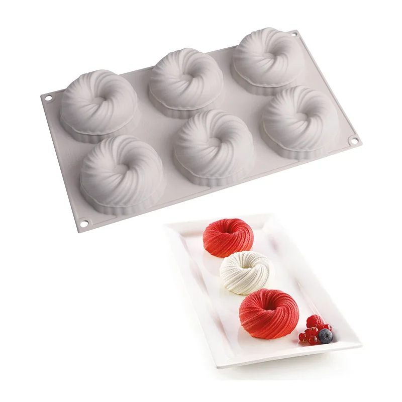 6 Cavity Wool Ball Donut Silicone Cake Mold for Chocolate Mousse Jelly Pudding Pastry Dessert Bread Baking Pan Decorating Tools