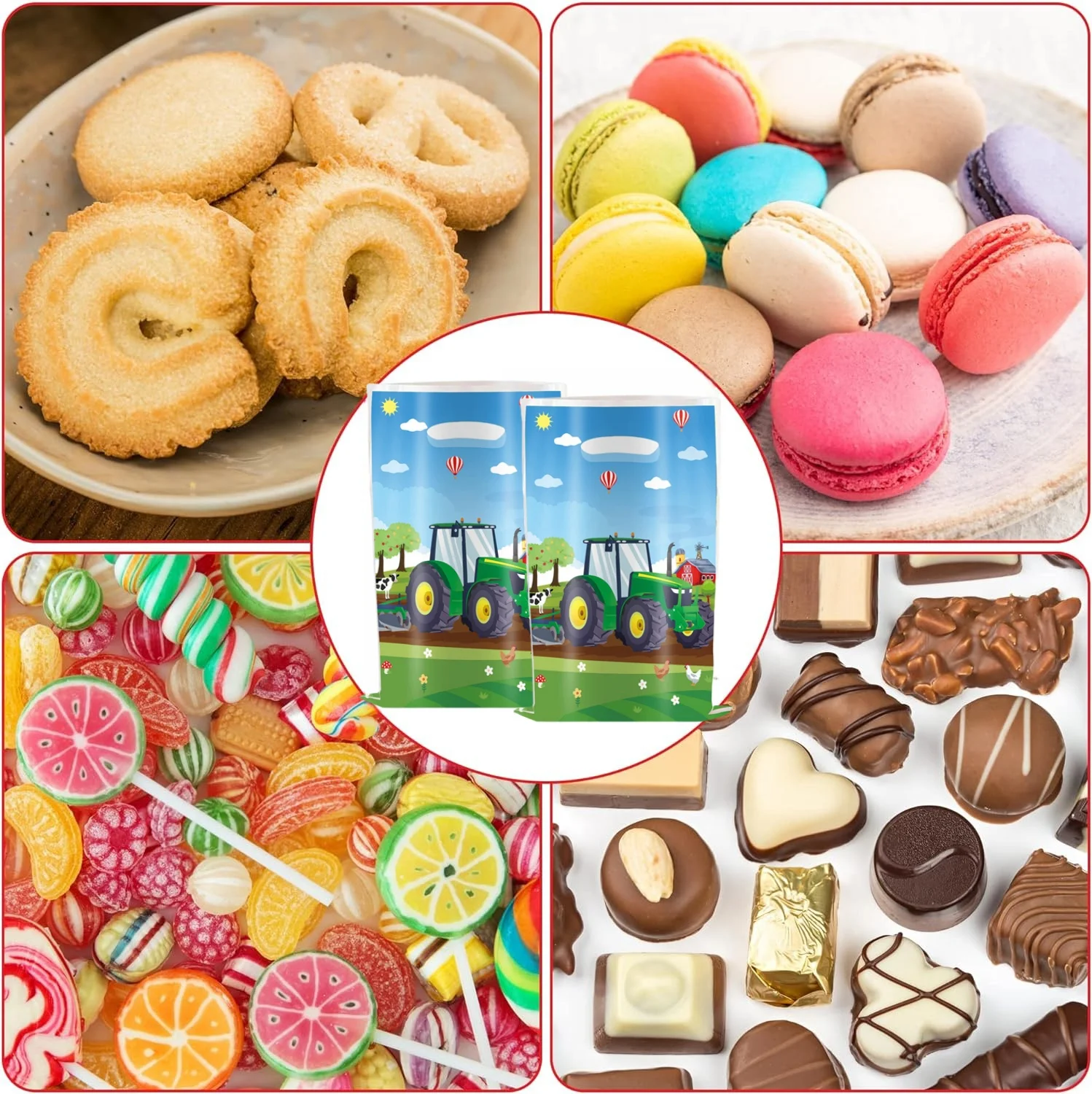 Green Tractor Gift Bags Birthday Party Decoration Truck Tractor Candy Cookie Package Baby Shower Kids Favor Gifts Party Supplies