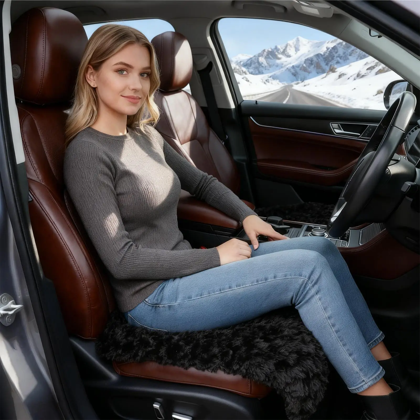 

Car Seat Cover Plush Ergonomic Non Slip Cushion Car Cushion Seat For Family Driving Automotive Indoor Outdoor Winter Vehicle