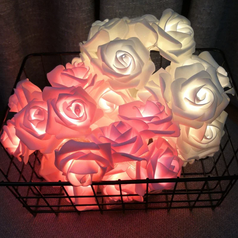 3M/20LED Rose Flower Light String Battery Operated Holiday Wedding Fairy Lights Atmosphere Mother's Day Christmas Garland Lamp