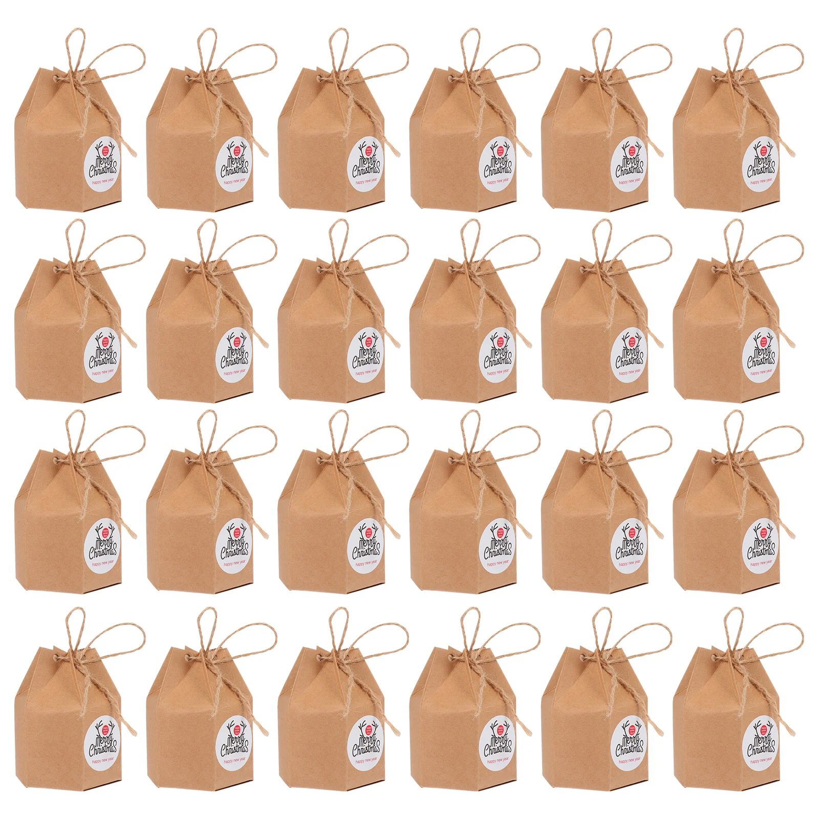 

50Pcs Christmas Candy Boxes Retro Design Elegant Hexagonal Storage for Cookies Chocolates Desserts Holiday Gift Packaging