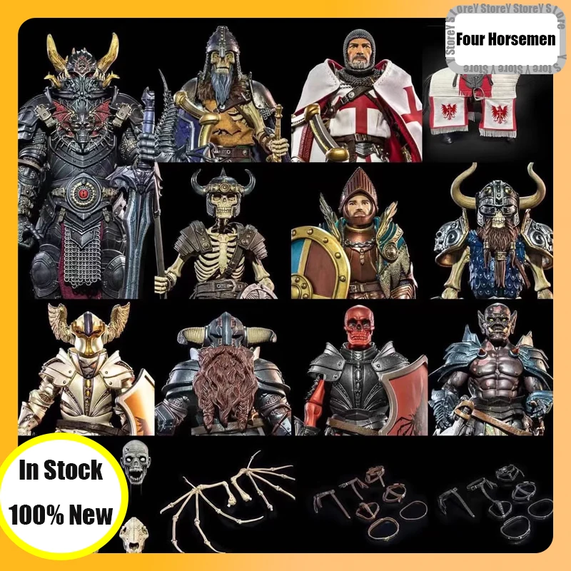 

Original Four Four Horsemen Studio Brown Horse Giant Axe Red Skull Giant Tower Solassi Action Anime Figure Custom Model Toys Gif