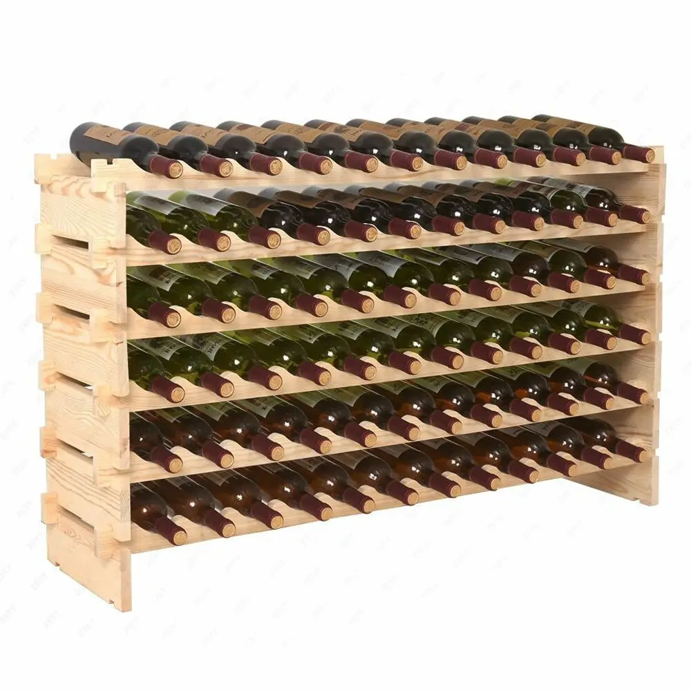 

72 Bottle Wine Rack Stackable Wooden Wine Storage Cabinet 6 Tier Solid Wood Wine Shelf Organizer for Home Bar Kitchen Decor