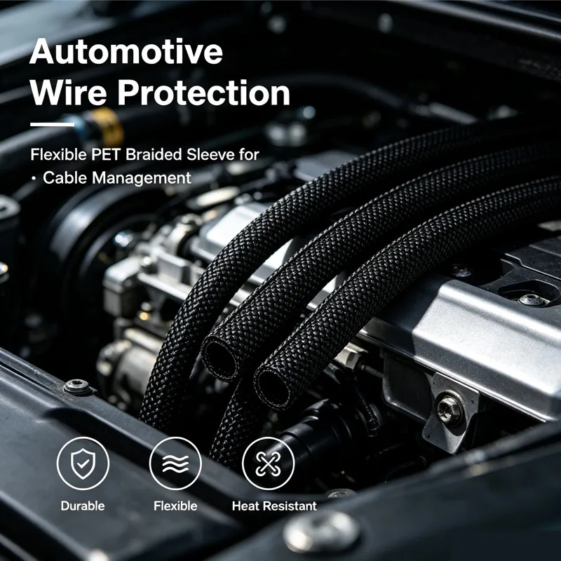 Expandable Cable Sleeve Self-Closing PET Braided Flexible Loom Auto Line Management Wire Wrap Tube Split Pipe for Cable Protecti