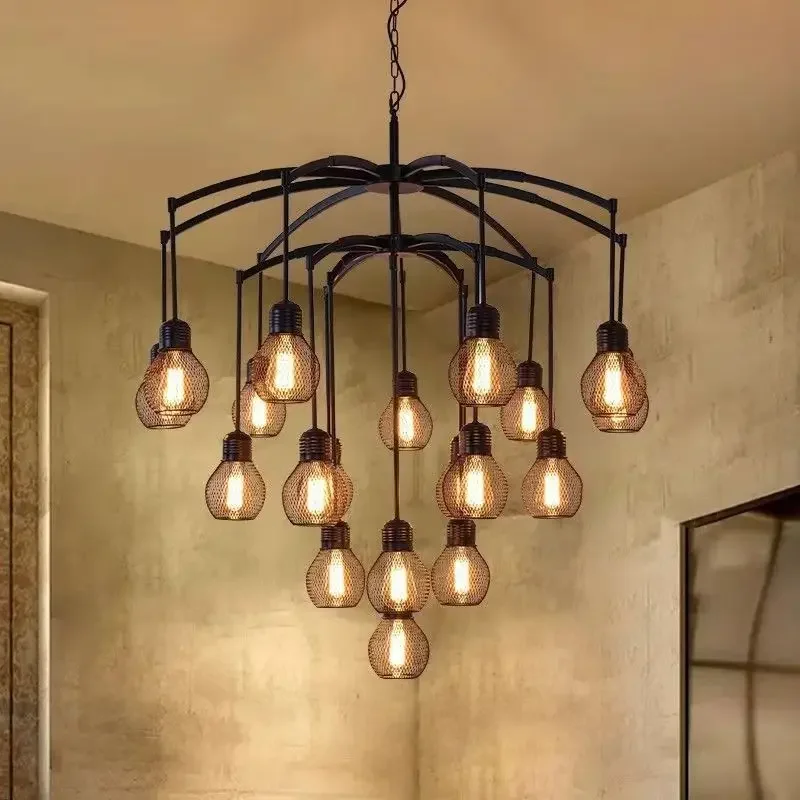 TEMAR American Retro Pendent Lamp Industrial Wind Living Room Restaurant Loft Clothing Store Cafe Bar Box Homestay Chandelier