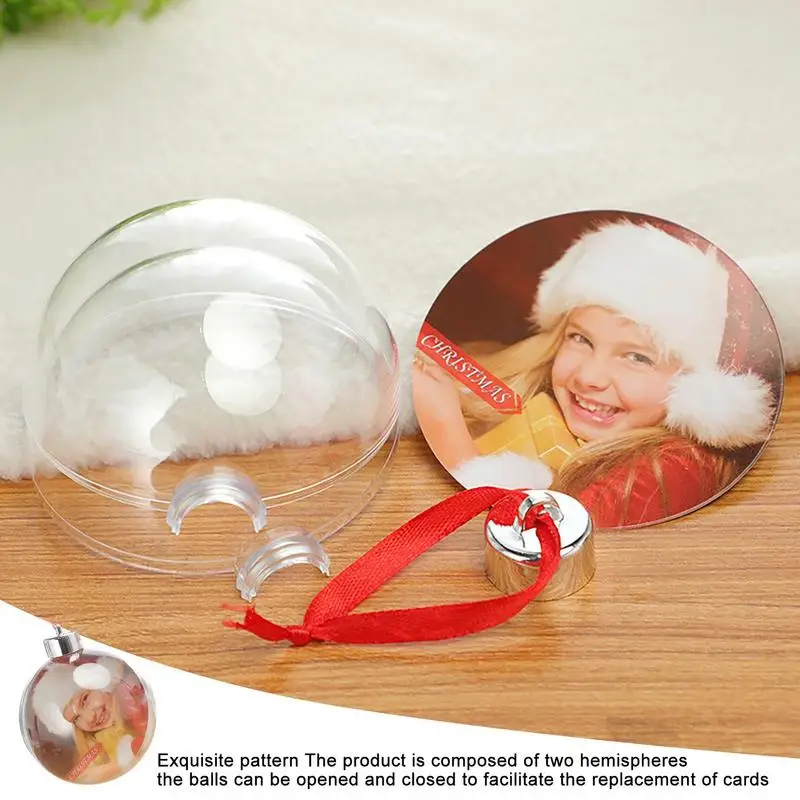 Bola De Natal De Plástico Transparente Fillable, Bauble Photo Frame, Natal Árvore Pendurado Ornamento, Decoração Do Casamento, Caixa De Presente Do Partido