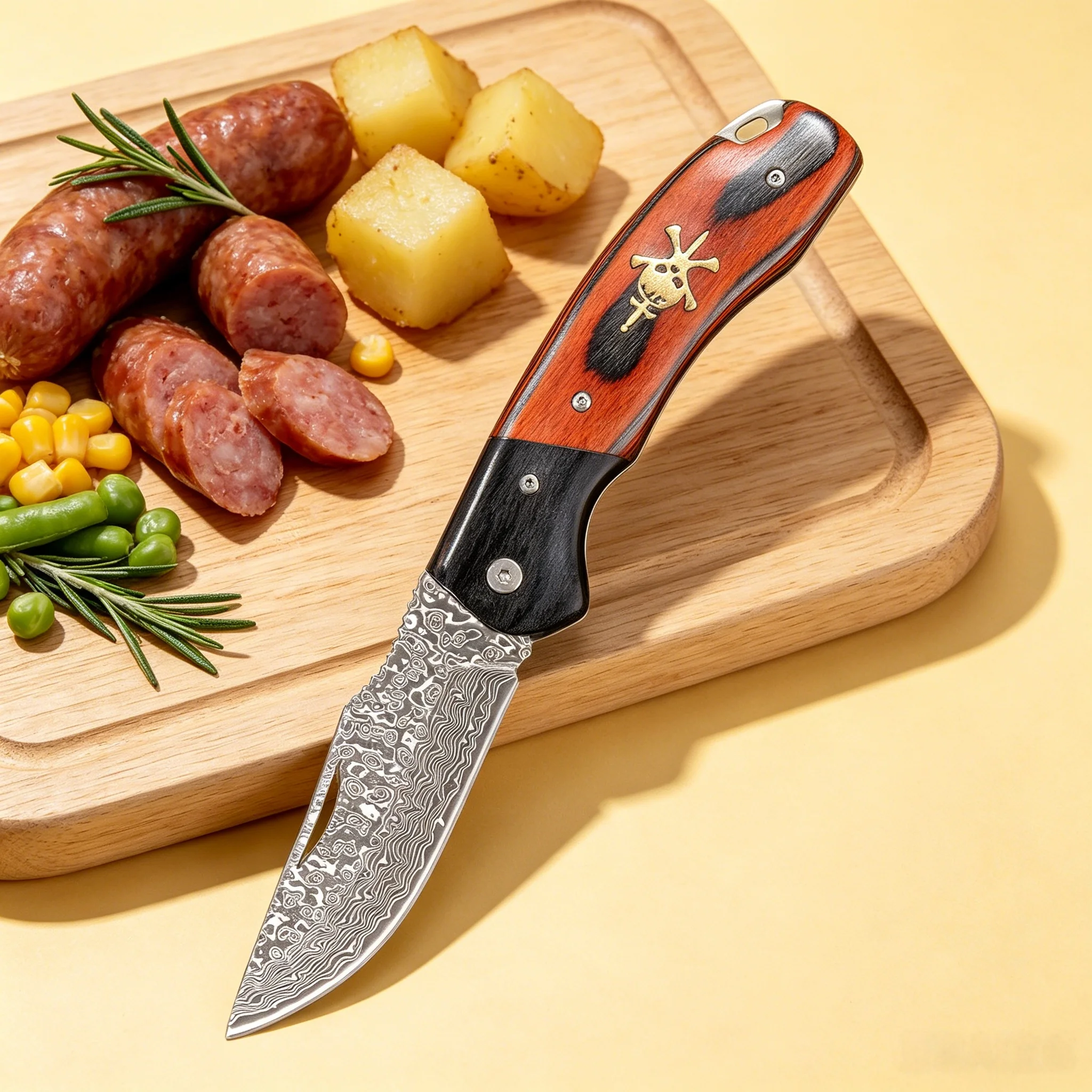 1PC,Multi-purpose Fruit Knife Fruit & Vegetable Cutting Knife Portable Kitchen Knife Food Prep Knife Damascus Paring Knife
