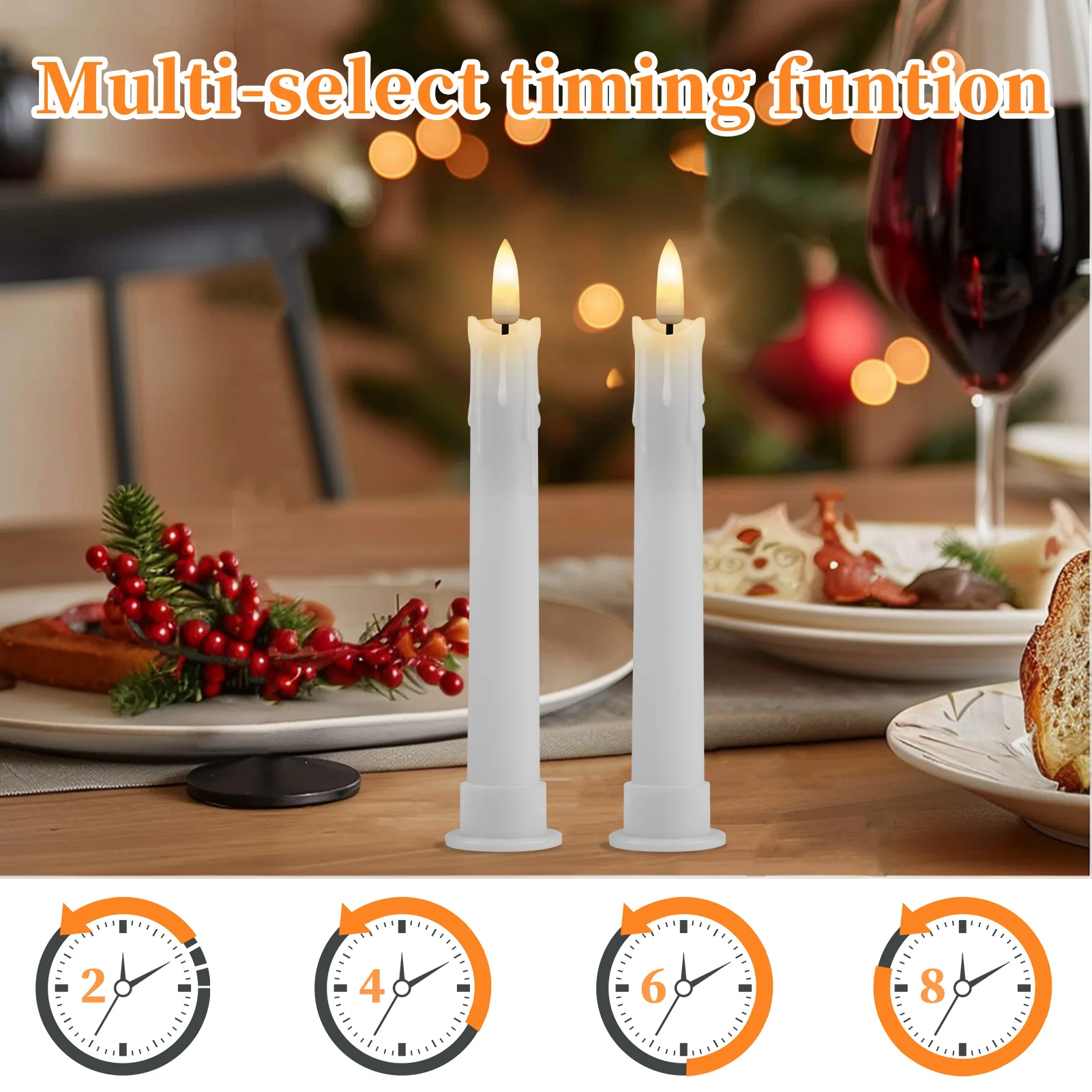6 Pack Flameless LED Taper Candles Rechargeable Realistic Taper Flickering Electric 3D Wick LED Light Candle with Remote Control and Battery Operated Timer Led Candles for Home Decor Christmas Table 5