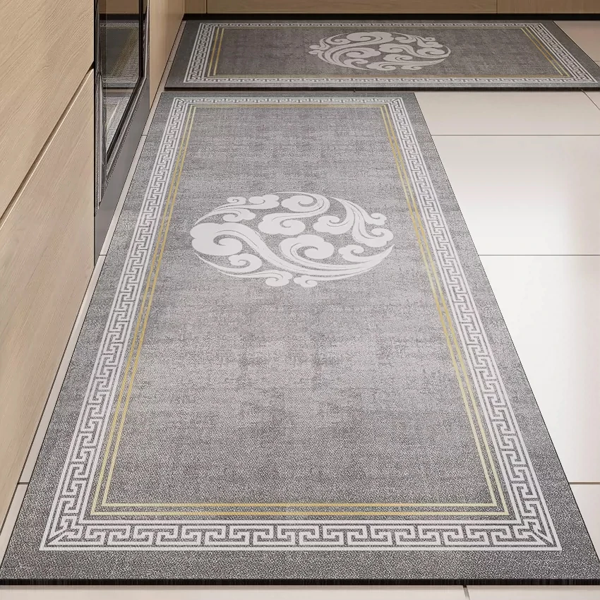Vintage Chinese Kitchen Floor Mat Waterproof Oil-proof PVC Leather Washable Carpet Long Strip Runner Rugs Non-slip Mats 긴 주방 매트