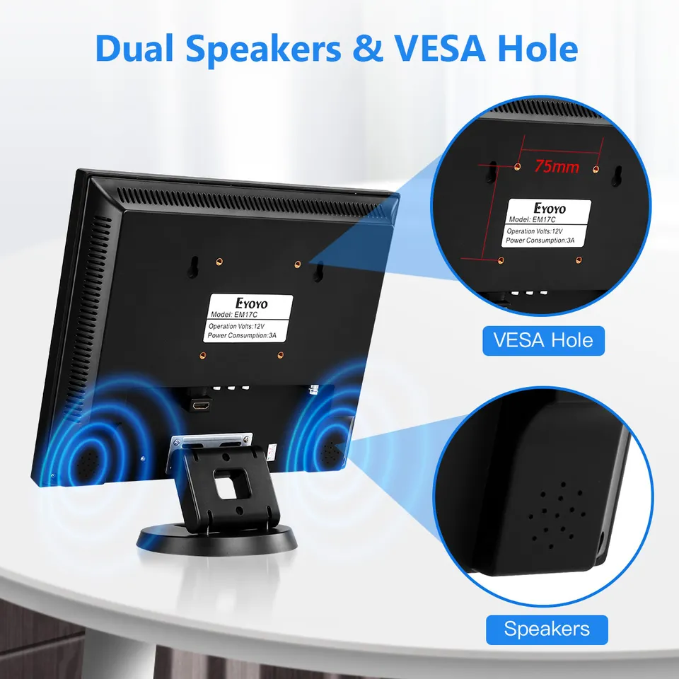 Eyoyo EM12A 12 Inch Small Monitor with BNC VGA AV HDMI Input