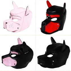 Sexy pink Dog Red Dog Cosplay Costumes of Adjustable Puppy Hood Full Face Mask Halloween Role Playing Party Head Masks