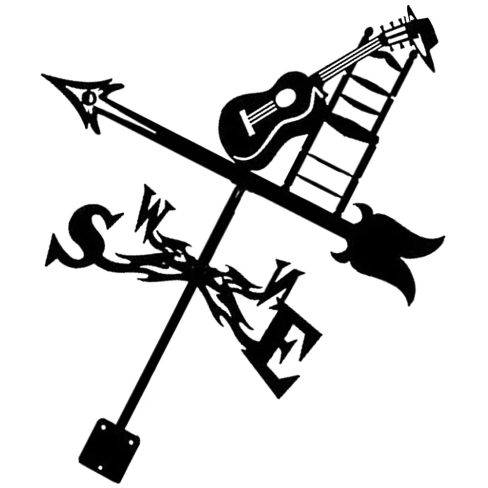 

Vintage Metal Guitar Weathervane Strong Iron Garden Yard Decoration Weather Vane Wind Direction Indicator