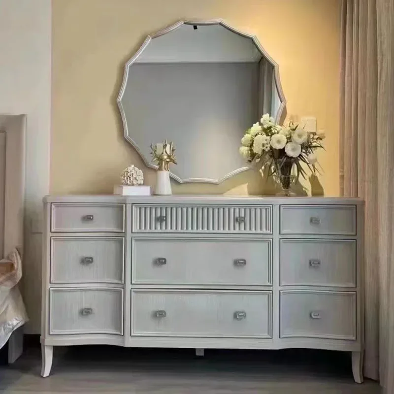 

Американский шкаф из массива дерева с шестью ящиками, европейский ретро-шкаф для прихожей, резной буфет для столовой, тумба для спальни, старинный шкаф для прихожей