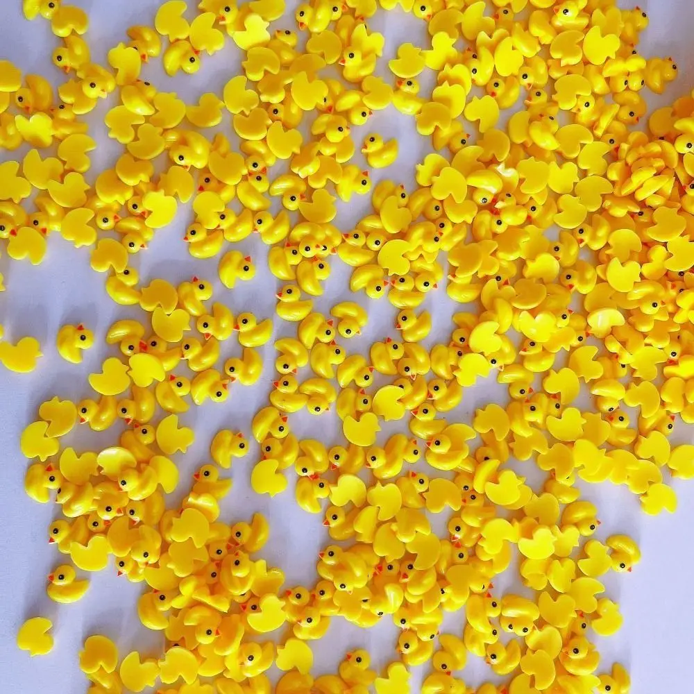 100pcs Flat Back Yellow Duck Resin Ornament Cartoon Cabochons Mini Duck Resin Patch Mini Duck Resin Figurines Nail Enhancement view 5