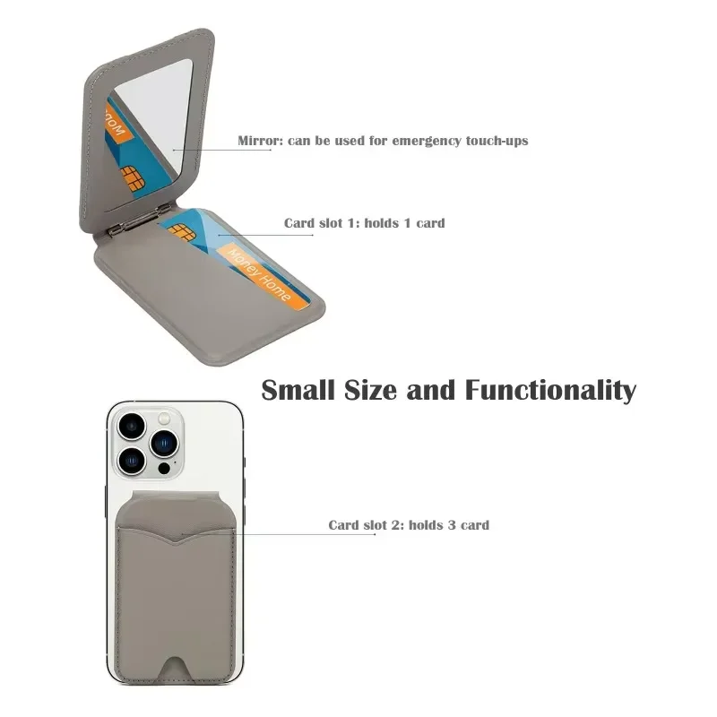 Magnetic MagSafe Wallet Stand 2in1 PU Leather Card Holder Phone Stand with Mirror Magnetic Wallet Card Case for Women Girls Gift view 3
