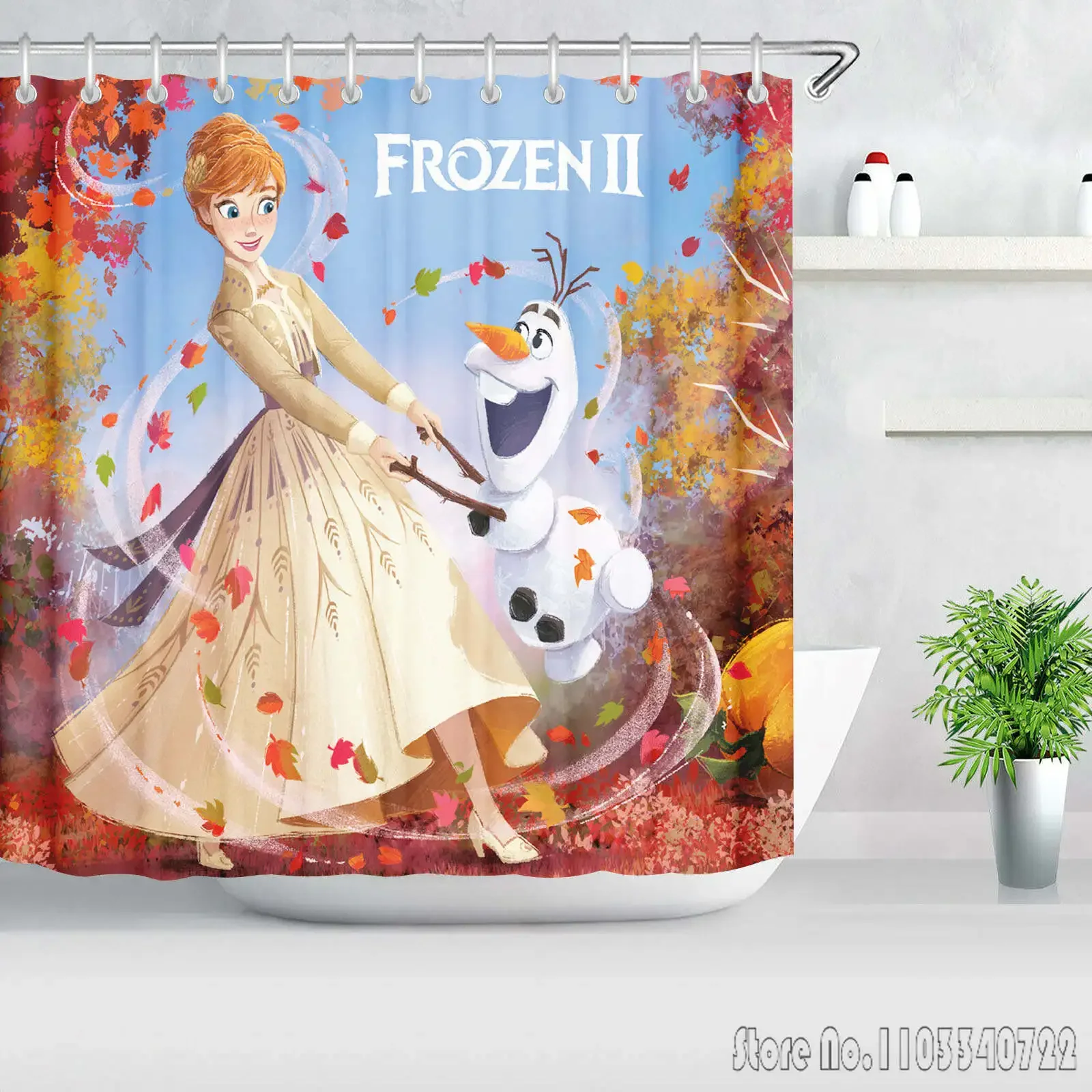 Frozen Princess Elsa Anime cortina de ducha accesorios de baño impermeable hogar de lujo adecuado para niños y adultos lindo