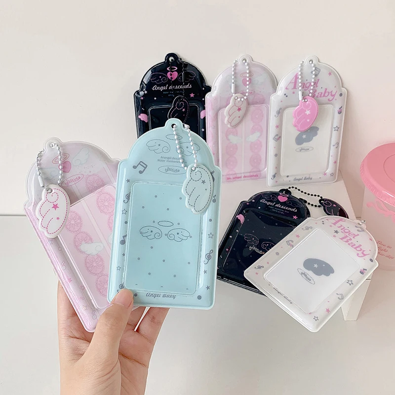 ✰✪1Pcs 3inch Photocard Holder Sweet Angel Wings Card Cover Display Pendant Small Card Holder DIY INS Photo Cover