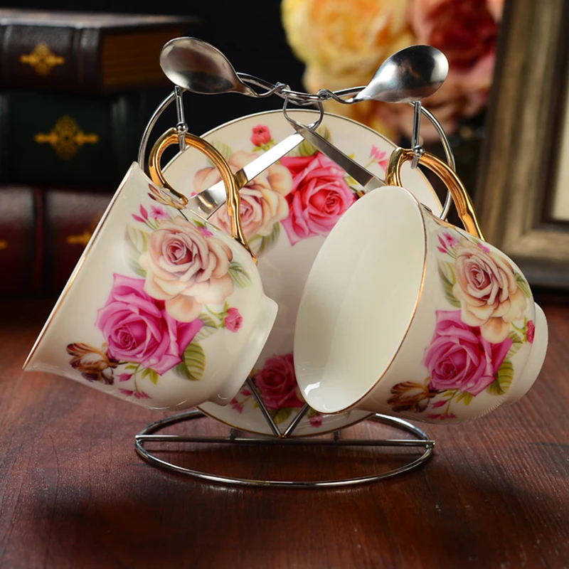 Heart Shaped 2-Cup 2-Dish Non-Slip Mug Holder Drain Rack Household Tea Cup Organizer - view 5