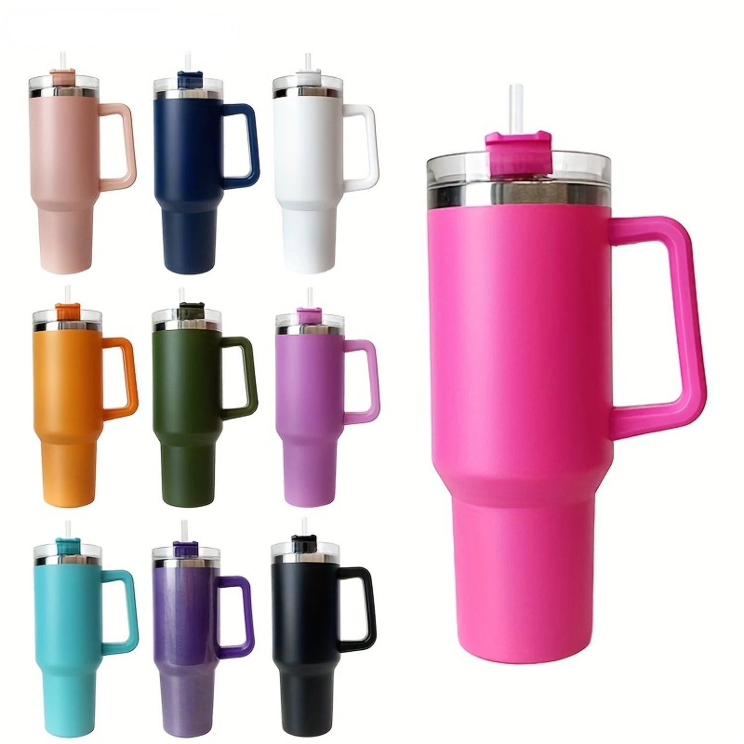 40oz/1200ml Large Capacity Water Bottles For Water, Iced Tea Or Coffee, Stainless Steel Vacuum Insulated Tumbler With Lid Straw