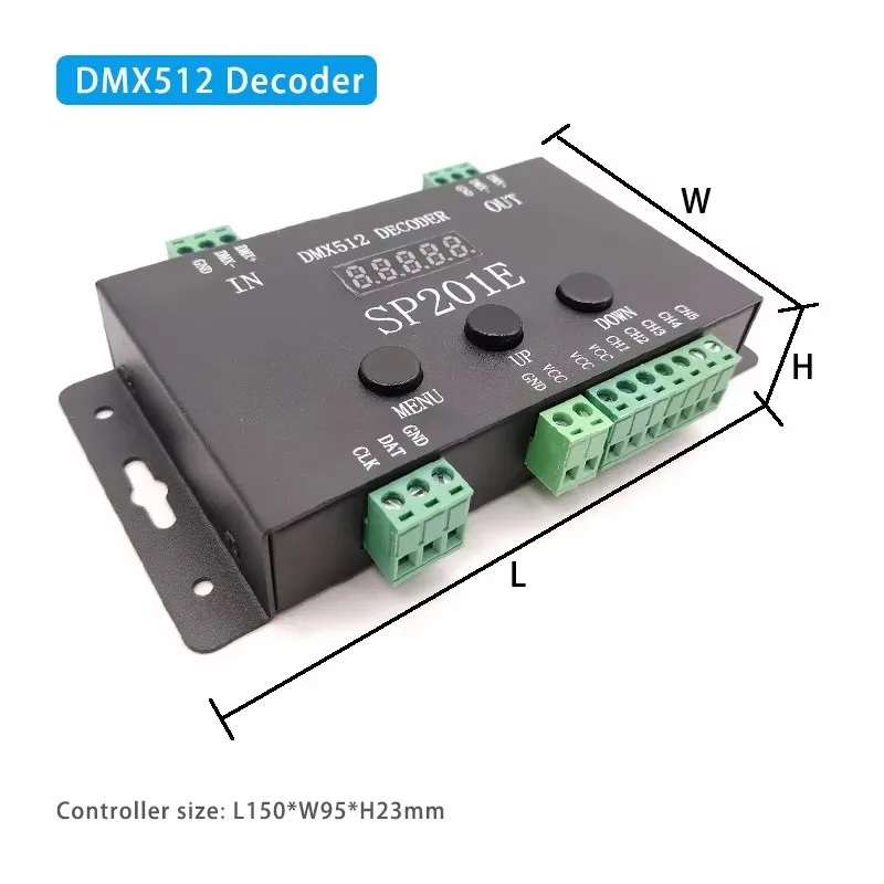 

Sp201E Dmx512 Led Decoder Dc5-24V Addressable Rgb Digital Pixel Ws2811 Ws2815 Sk6812 Led Strip Lights Spi Signal Controller