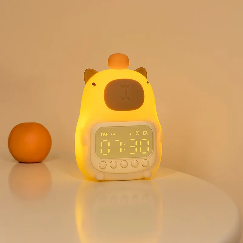 Capybara Alarm Clock with Night Lights Sleep Wake Up Clocks Desk Lamp Creative Room Bedsides Decoration Cute Gifts for Childrens
