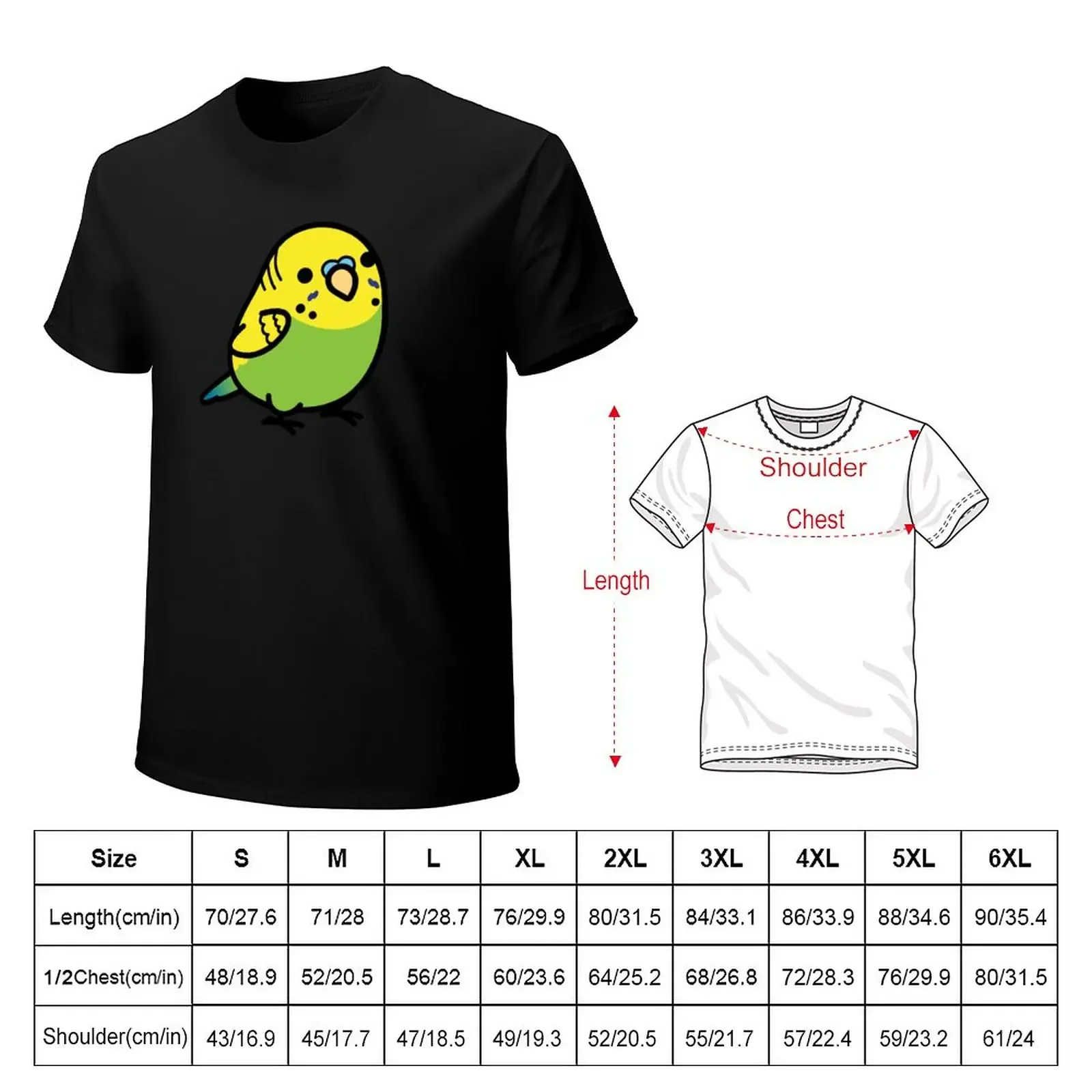 Chubby Green Budgie Male T-Shirt animal prinfor boys summer clothes T-shirts for men cotton