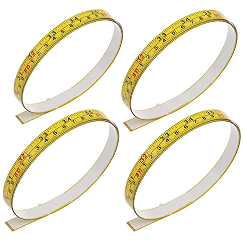 Set Of 4 Self Adhesive Tape Measures and Metric Graduated Tape Measures with Adhesive Woodworking Saw and Plotting