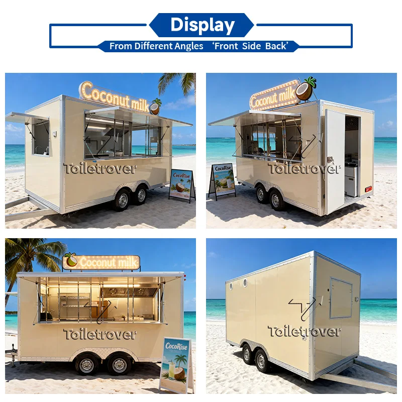 Remorque Custom Mobile Food Van Trailer Churro Food Truck Pizza Commercial Food Trailer with Full Kitchen Equipment and Porch