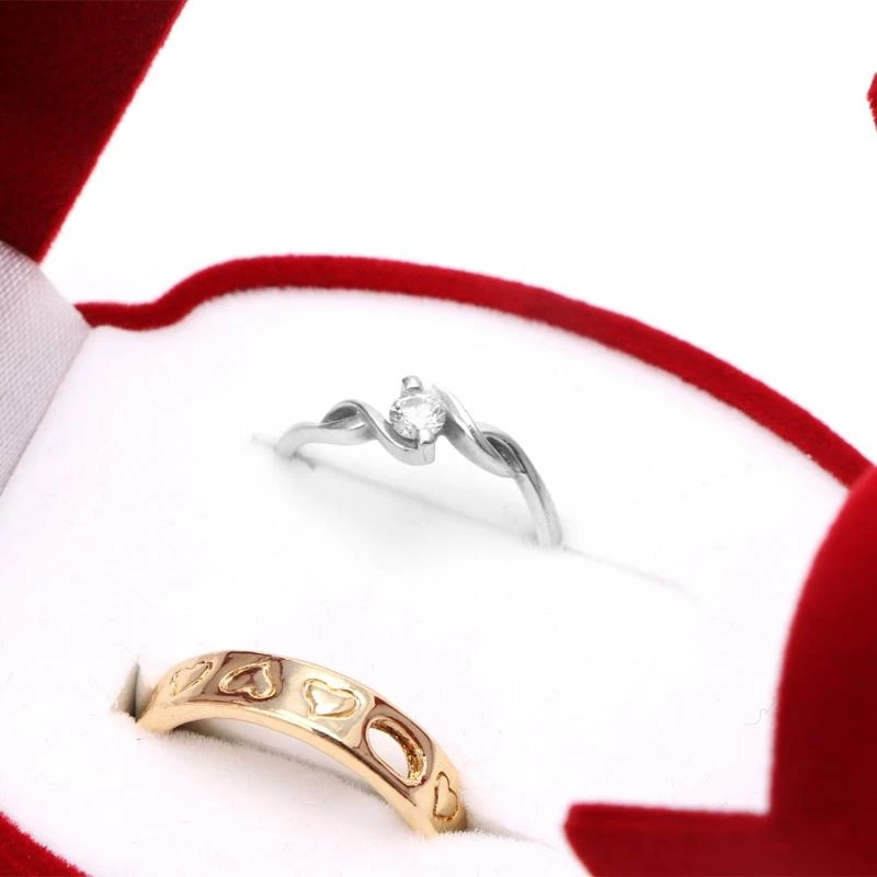 Heart to Heart Double Ring Box Pendant Box Earring Box Ring Necklace