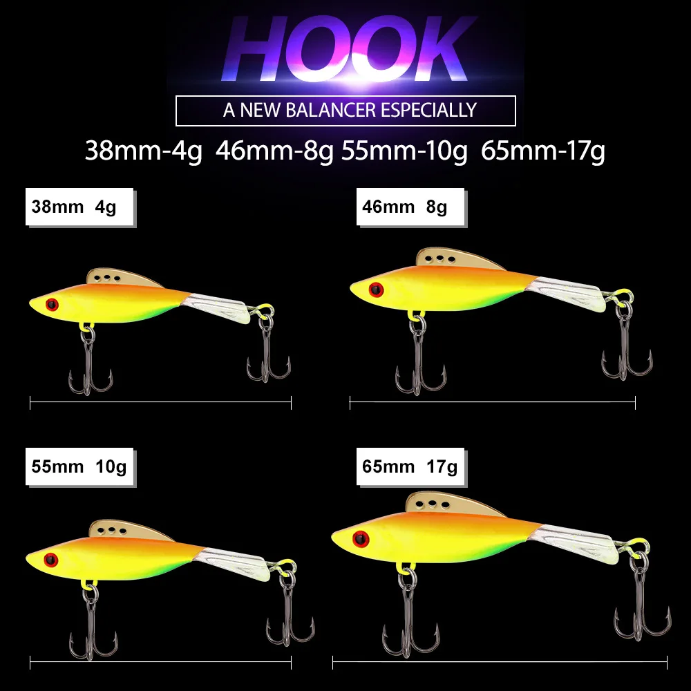 FTK Ice Fishing Lure High Carbon Steel Treble Hook 4g 8g 10g 17g 3D Eye Long Tail Artificial Bait for Winter Fishing Accessories