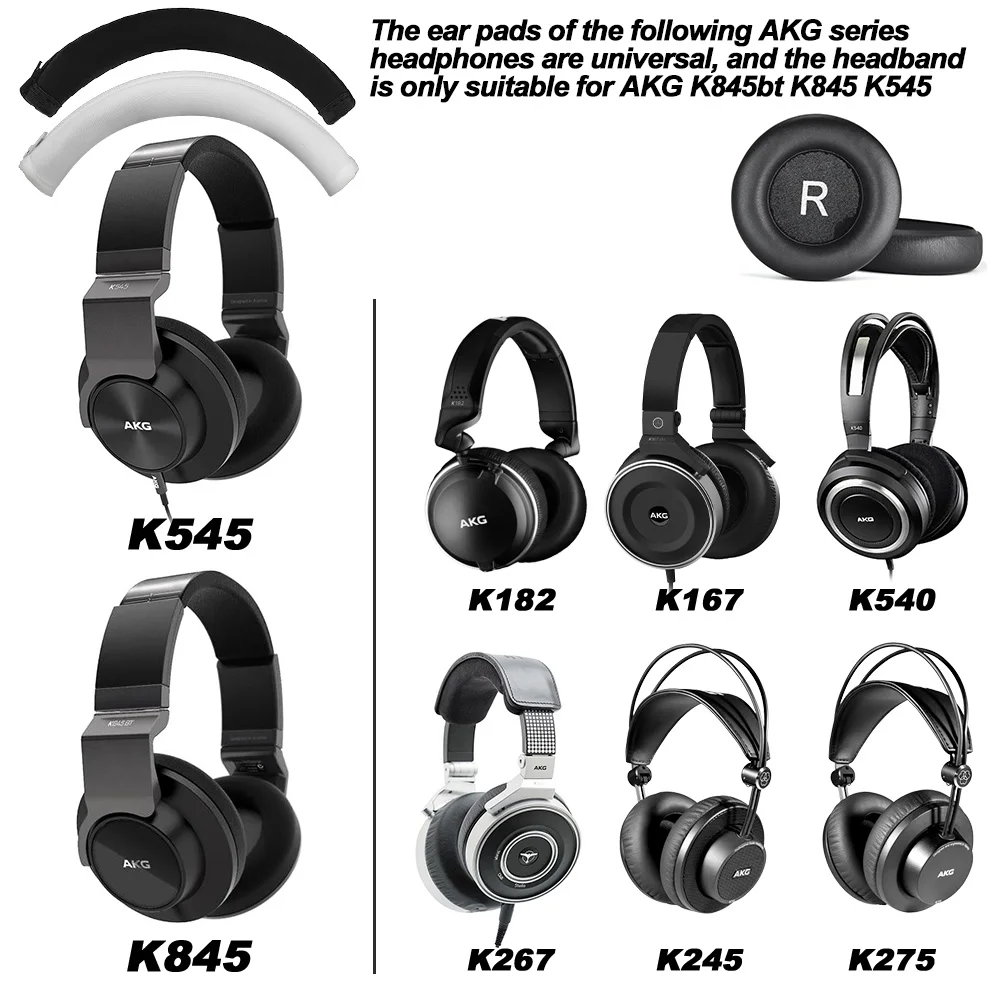 Nauszniki do słuchawek AKG K845BT K845 K545 K540 K167 K182 K245 K267 K275, wymienne nauszniki, materiałowe, z pianki memory, miękkie, proteinowe. — zdjęcie produktu 5