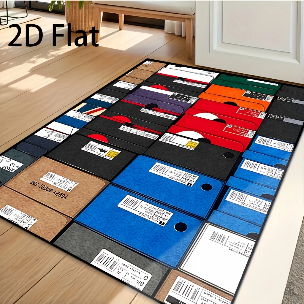 Stacked Shoe Box Flannel Area Rug Mildew Resistant Non Slip Floor Mat For Studio Entryway Sneaker Fan Best Friend Birthday Gift