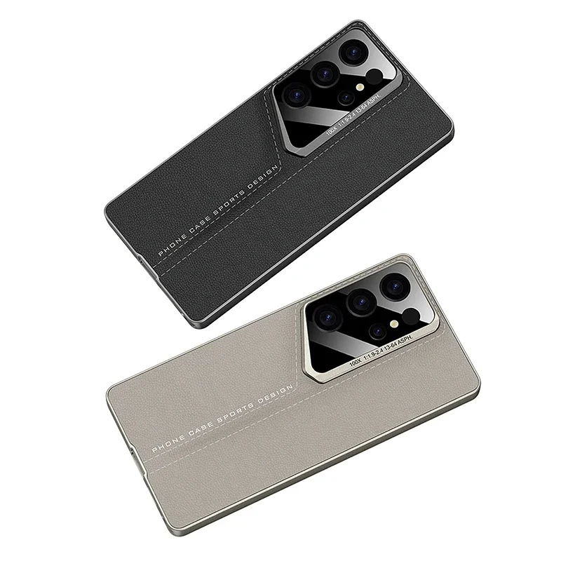 

Luxury Blade Plain Leather Case For Samsung Galaxy S25 S24 S23 Ultra Camera Protective Matte Hard Cover for Galaxy S25Ultra Case