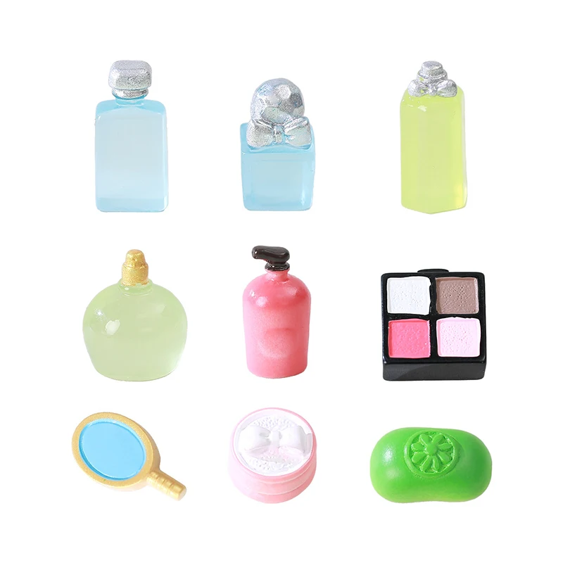 1Set Dollhouse Miniature Luminous Perfume Eye Shadow Cosmetic Mirror Slippers Model Decor Makeup Toy Doll House Accessories