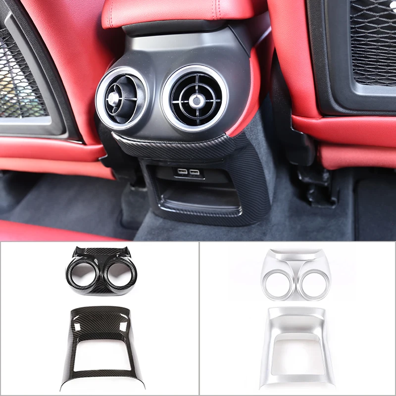 Car Rear Air Conditioning Vent Outlet Frame Cover Trim Sticker for Alfa Romeo Stelvio 2017 2018 2019 2020 Interior Accessories
