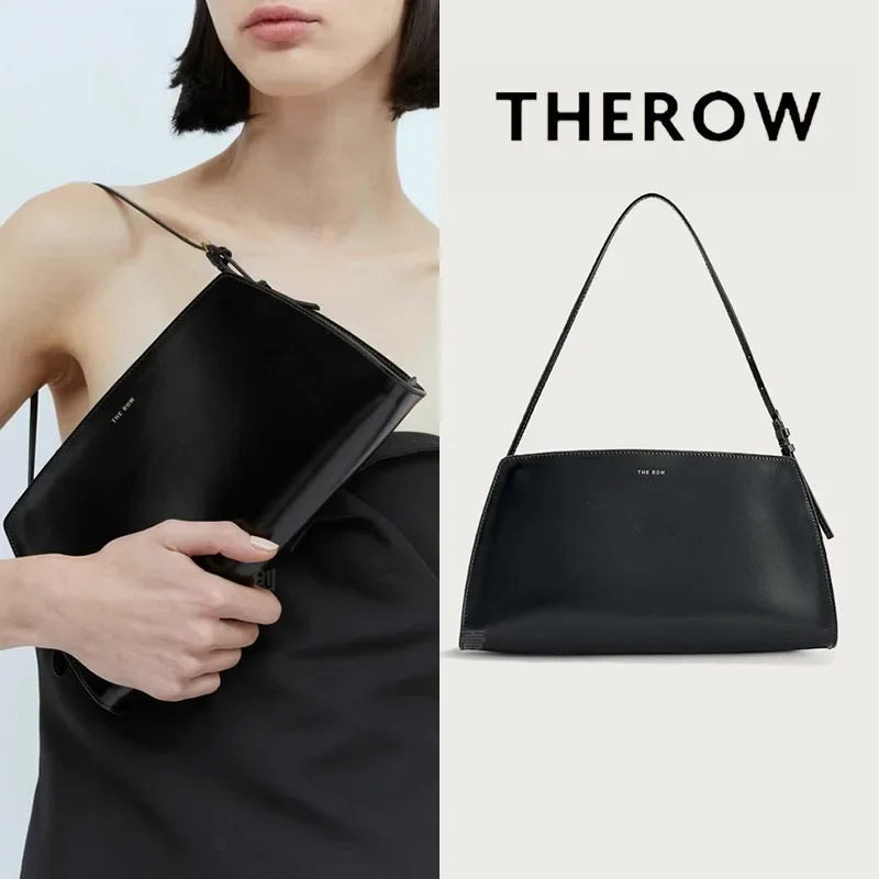 Therow Vintage Simple High-End Nichecow Leather Handbag Single Shoulder Bag With Phone Pocket Inside Zipper Closure