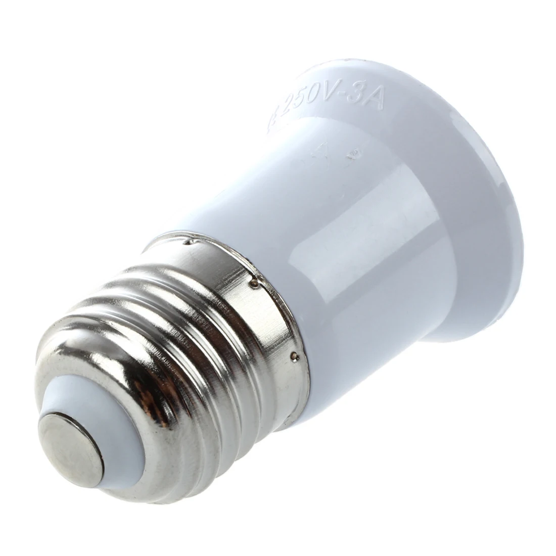 E27 to E27 Bulb Holder Silver Tone White Adapter Extender