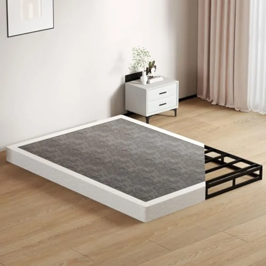 

Full Size Box Springs - 5 Inch Low Profile Mattress Foundation No Noise Heavy Duty Metal Basics Bed Base with Clean Fabric Cove