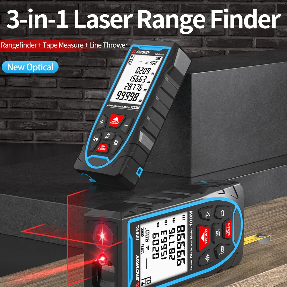 SNDWAY Laser Distance Measuring Instrument Highly accurate 50m/70m/100m/120m angle measurement, auto-calibration.