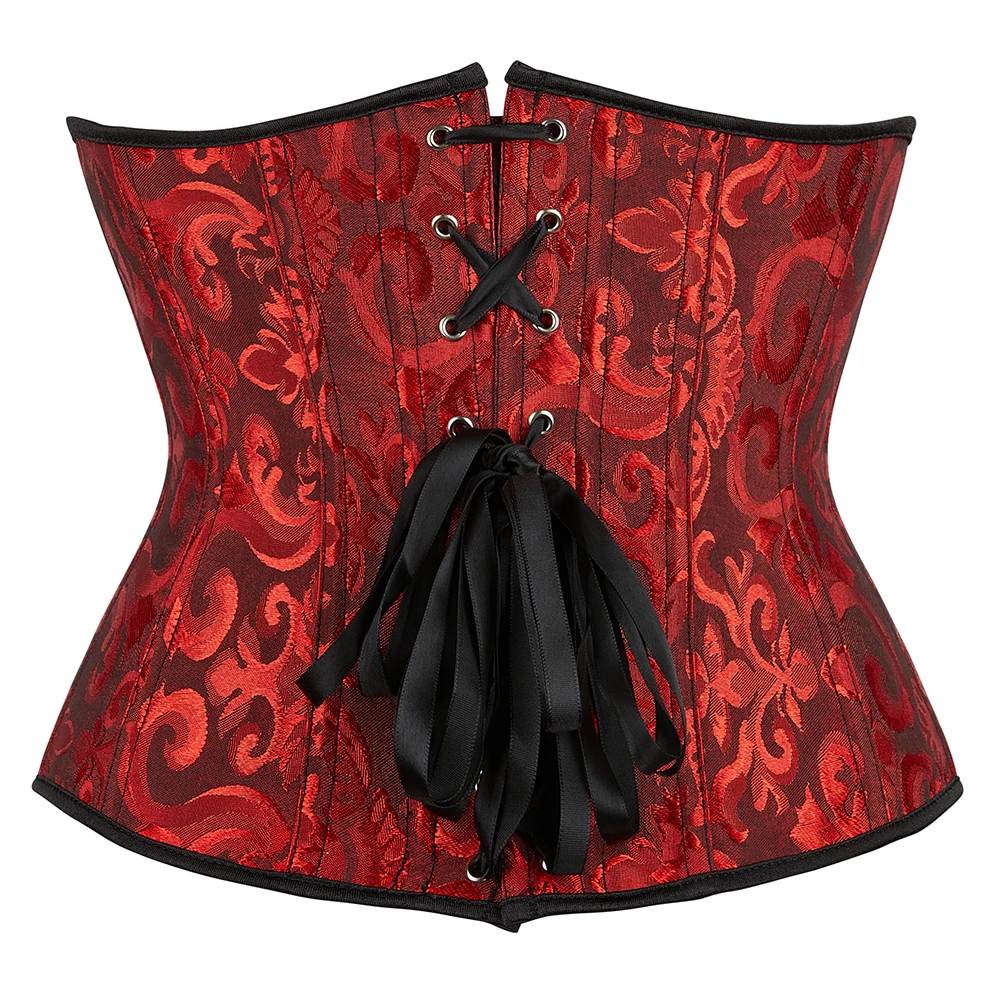 Damen Gothic Jacquard Unterbrust-Korsett Bustier Taillengürtel Schlankheits-Bodyshaper Korsett Dessous Übergröße Party Clubwear – Detail 26