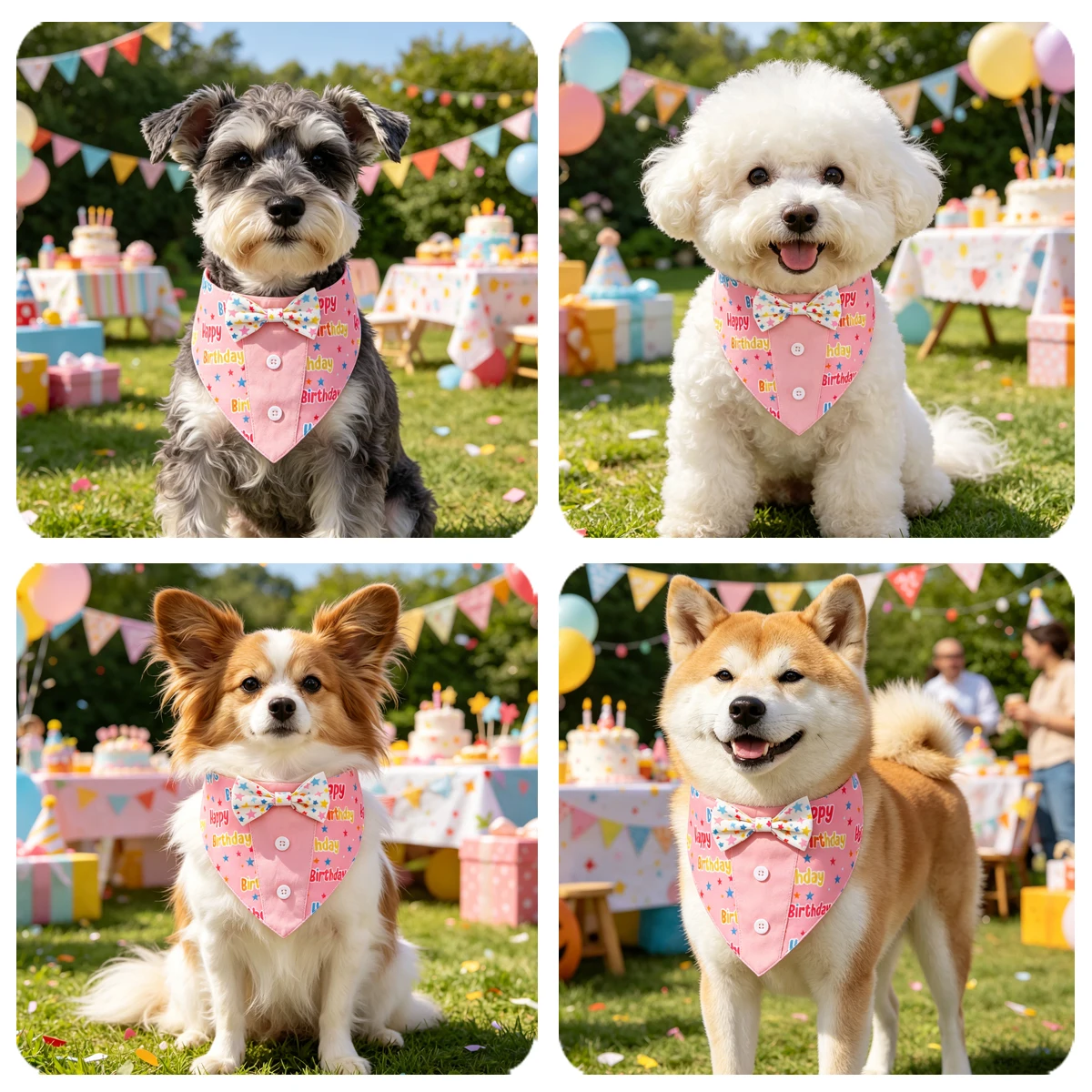Sucado Geburtstagskostüm für Hunde, Verstellbarer Smoking mit 'Happy Birthday' Aufdruck, Fliege und Halstuch für Hunde – Detail 10