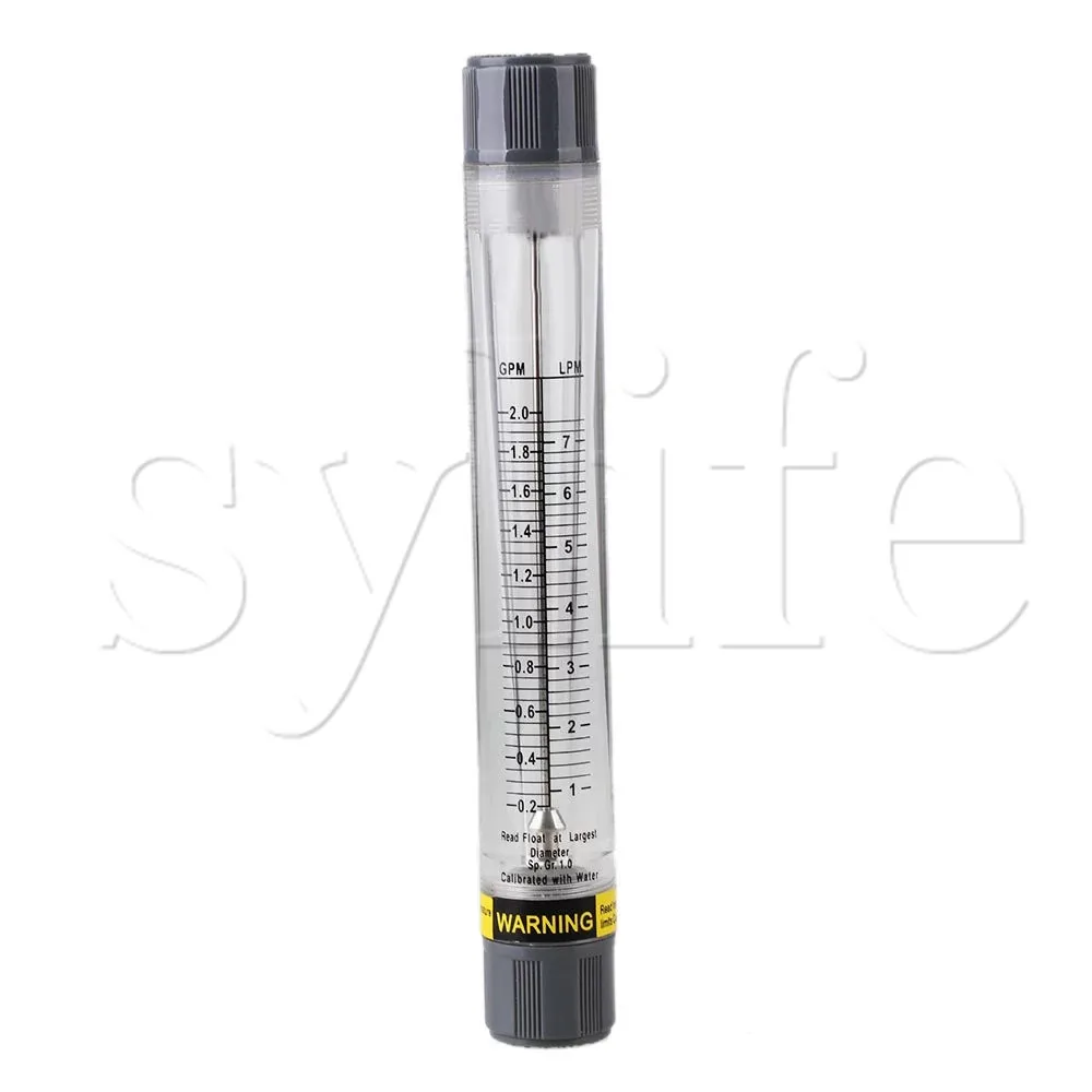 LZM-15G 0.2-2GPM /1-8LPM Tube Water Liquid Measurement Flowmeter Clear and Grey