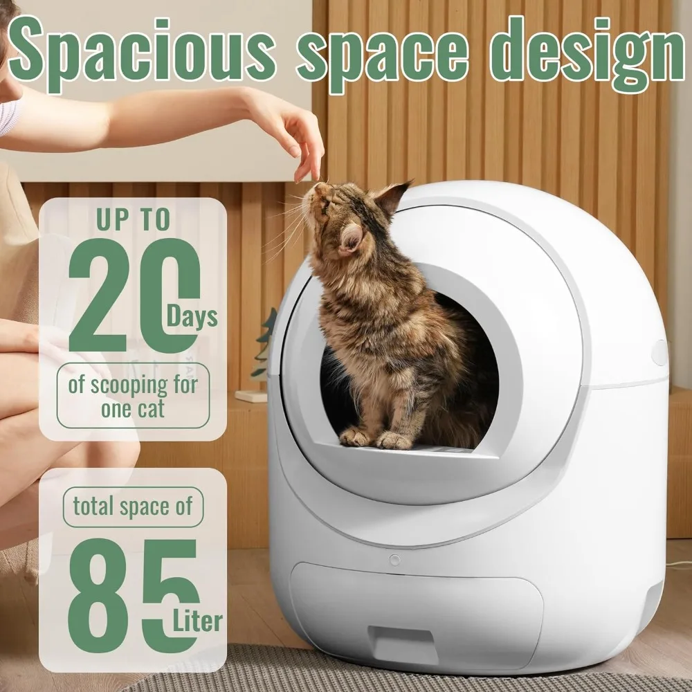 Self Cleaning Cat Bedpans  Automatic Litter Box Self Cleaning for Multiple  Anti-Pinch/Odor-Removal Design, Cat Bedpans