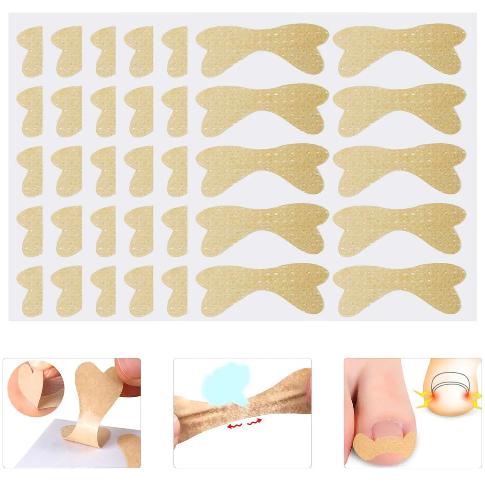 60pcs/box Toe Nail Treatment Patches Breathable Nail Correction Stickers Ingrown Toenail Care Paronychia Painless Repair Patches