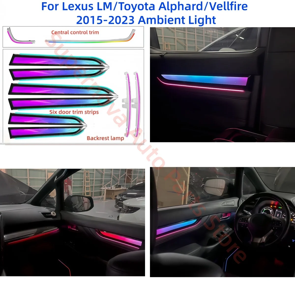 Crystal Ambient Light For Lexus LM Alphard Vellfire 2015-2023 Atmosphere lamp Car Interior light Upgrade control car accessories