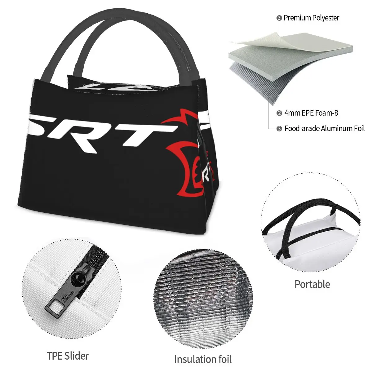 SRT Logo Portable insulation bag for Cooler Food Office Pinic Container