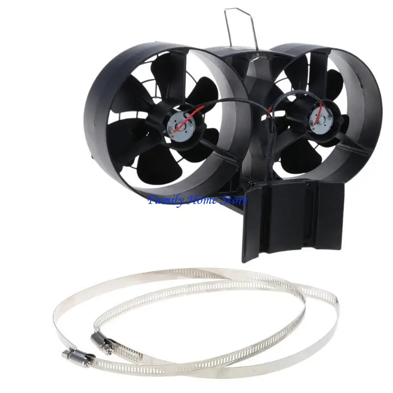 

P0UF Fireplace Fan,Heat Powered Stove Fan with Cover Efficient Heat Distribution